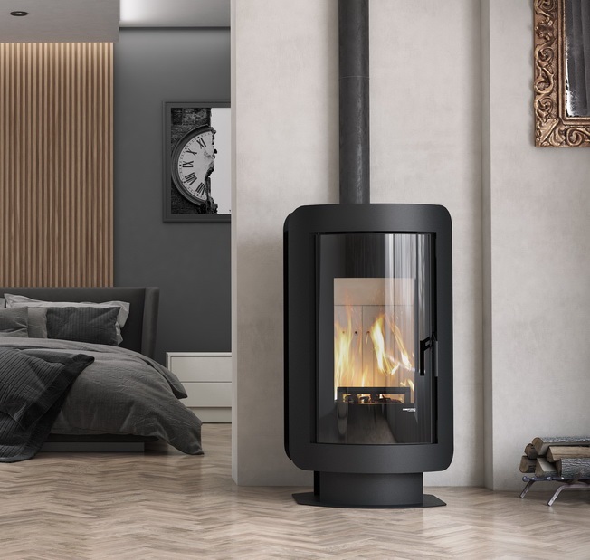 Wkład kominkowy z płaszczem wodnym DEFRO RIVA SM SHORT 16kW czarny Oval 1 - Wkład kominkowy z płaszczem wodnym DEFRO RIVA SM SHORT 16kW czarny